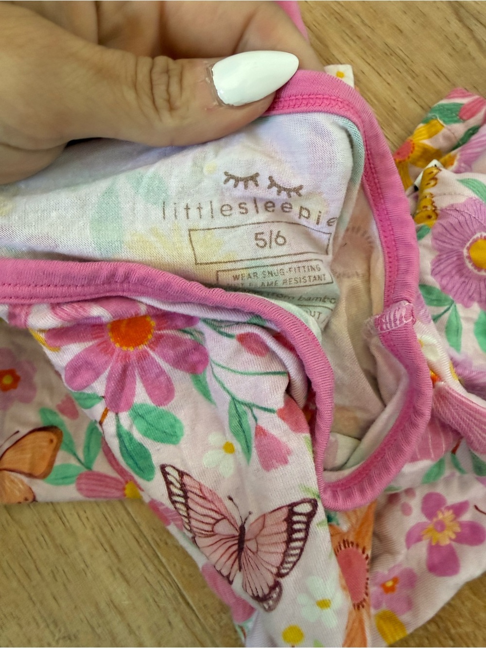 Floral Butterfly Pink Kids Pajama Set - Picture 2 of 3